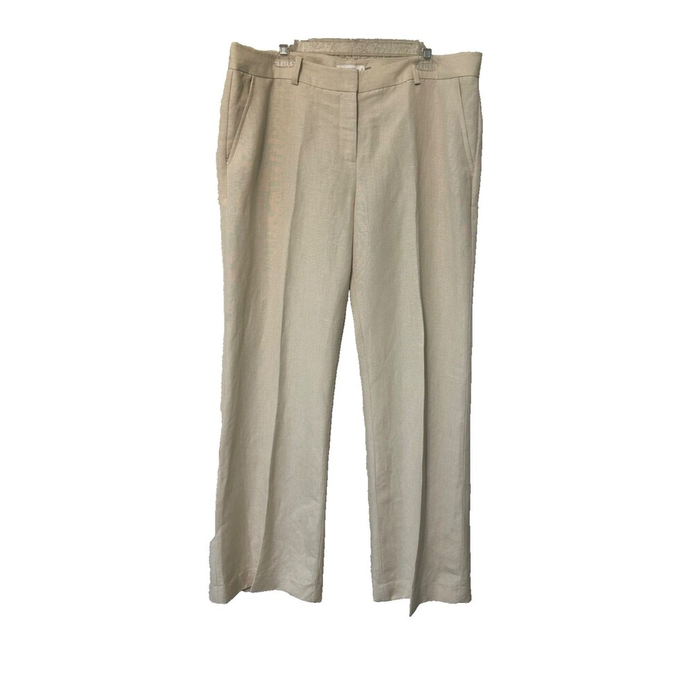 Calvin Klein Womens High Rise Minimalist Wide Leg Whitney Pant Beige Size 14 NWT